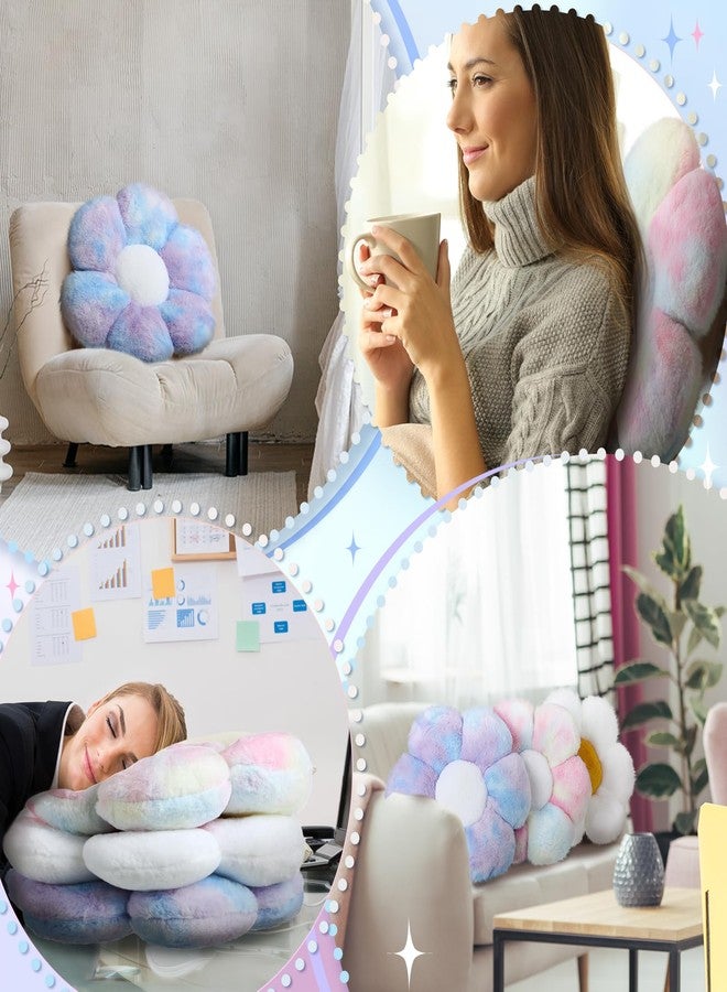 Sratte 3 Pcs Flower Pillows Flower Shaped Throw Pillows Cute Daisy Plush Pillow Decorative Floor Pillow Seat Cushion for Bedroom Home Sofa Chair Couch Decor(Dazzling Color,White,16") - Image 5
